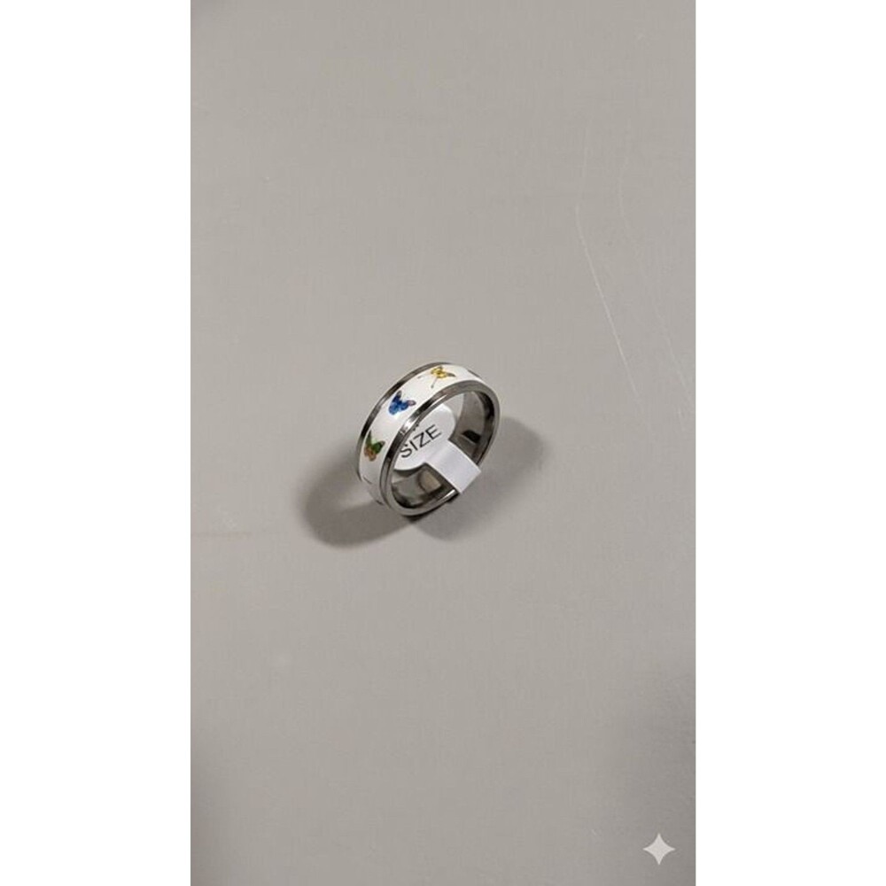 ​Whimsical Butterfly Band Ring | Stainless Steel Color Jewelry - US 10